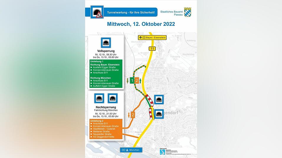 Der Verlauf der Umleitungsrouten am Mittwoch.