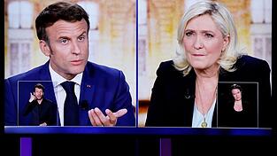 Bei der zweiten Runde der französischen Präsidentschaftswahl treten der proeuropäische Mitte-Politiker und Amtsinhaber Macron und die rechtsnationale Le Pen gegeneinander an.