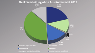 Die Grafik des Polizeipräsidiums zeigt den Anteil der einzelnen Straftaten.