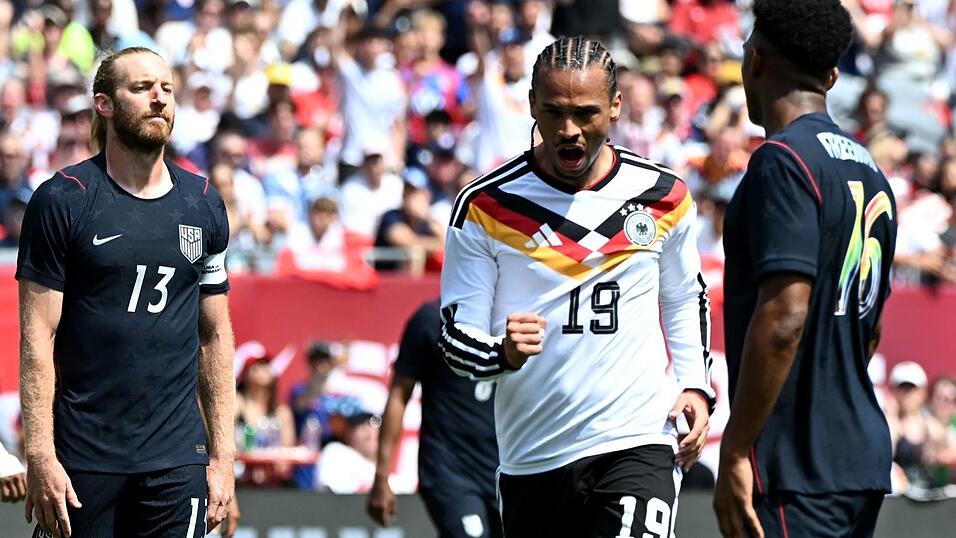 Leroy Sané bejubelt sein Tor bei der WM-Generalprobe gegen die USA. Leroy Sané bejubelt sein Tor bei der WM-Generalprobe gegen die USA.