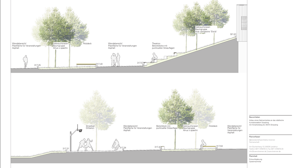 Ausbau der Au&szlig;enanlage am Eisstadionanbau.
