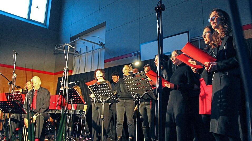 Auf der B&uuml;hne des Theatervereins Michelsneukirchen, aufgebaut in der Turnhalle der Schule, ist Elija, der ewig junge Jugendchor, bei seinem Konzert zum 30-j&auml;hrigen Bestehen bestens ins rechte Licht ger&uuml;ckt.