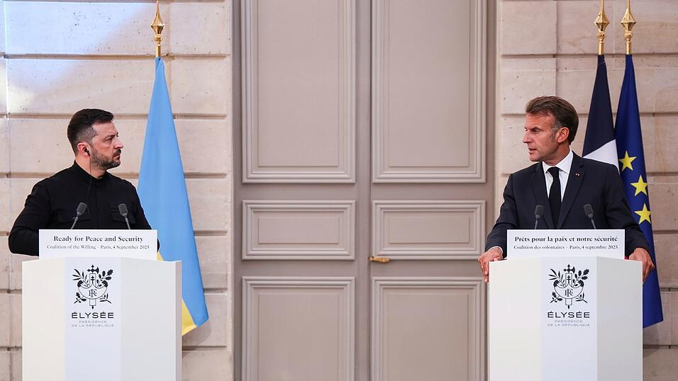 Frankreichs Präsident Macron und sein ukrainischer Kollege Selenskyj hielten eine Pressekonferenz ab. Frankreichs Präsident Macron und sein ukrainischer Kollege Selenskyj hielten eine Pressekonferenz ab.
