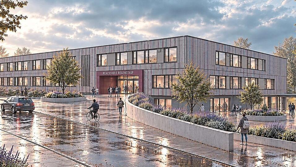 So soll die neu gebaute Realschule in Regenstauf einmal aussehen. Es gibt ein Erdgeschoss, ein Untergeschoss und ein erstes Obergeschoss. So soll die neu gebaute Realschule in Regenstauf einmal aussehen. Es gibt ein Erdgeschoss, ein Untergeschoss und ein erstes Obergeschoss.