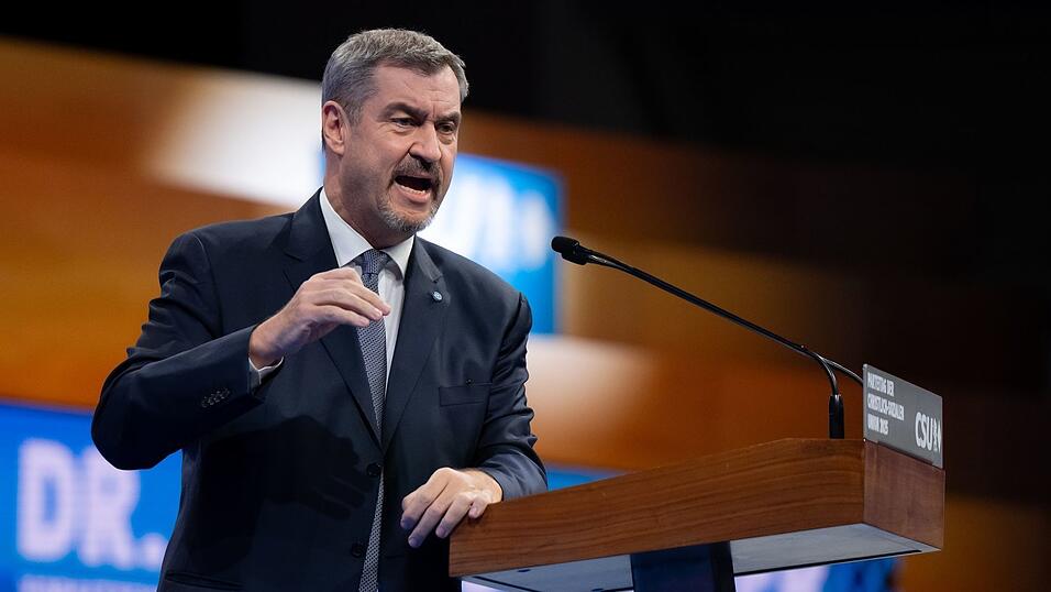 Markus Söder bekennt sich auf dem CSU-Parteitag zu Israel. Markus Söder bekennt sich auf dem CSU-Parteitag zu Israel.