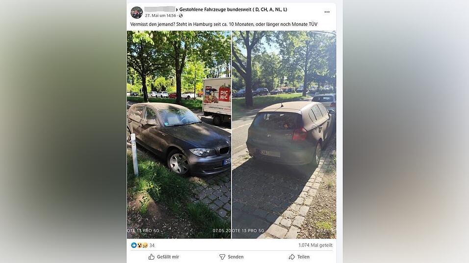 &Uuml;ber 1 .000-mal haben Facebooknutzer den Post bereits geteilt. Nachforschungen unserer Mediengruppe ergeben, dass entgegen der Annahme des Posterstellers wohl kein Diebstahl vorliegt. (Screenshot)