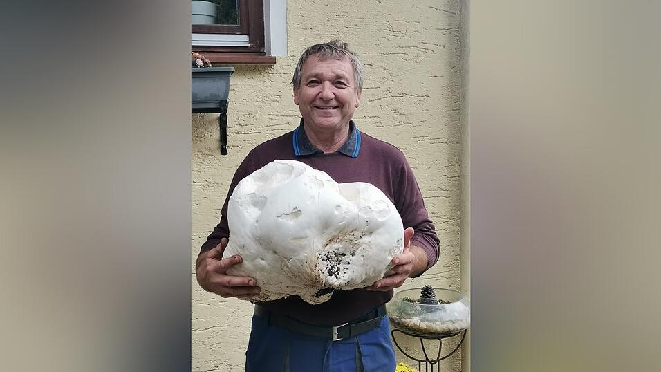 Manfred Dirnhofer mit dem guten und wenig von Würmern befallenen Stück.