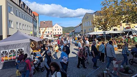 Viel los war beim verkaufsoffenen Sonntag in Viechtach: Bei bestem Herbstwetter tummelten sich die Besucher auf dem Stadtplatz.