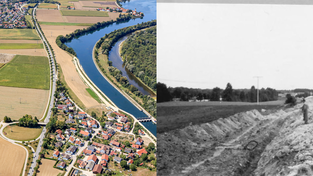 Auf dem historischen Foto in der Polizeiakte ist der Skelett-Fundort an der B11 zu sehen. Mittlerweile führt in der Nähe ein Radweg vorbei, dort soll eine Infotafel entstehen. Die Luftaufnahme zeigt die Stelle heute (im Bildzentrum), zwischen Viecht (oben links), Eching (rechts, am Stausee) und Hofham (unten). Auf dem historischen Foto in der Polizeiakte ist der Skelett-Fundort an der B11 zu sehen. Mittlerweile führt in der Nähe ein Radweg vorbei, dort soll eine Infotafel entstehen. Die Luftaufnahme zeigt die Stelle heute (im Bildzentrum), zwischen Viecht (oben links), Eching (rechts, am Stausee) und Hofham (unten).