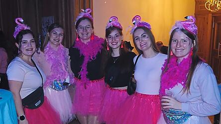 Zahlreiche Flamingos waren im Apfelbeck-Saal.