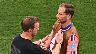 Haben alles gekl&auml;rt: Ex-Bundestrainer Julian Nagelsmann (l) und Torwart Oliver Baumann. (Archivbild)