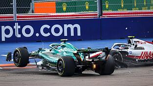 Kollidierten: Sebastian Vettel (l.) und Mick Schumacher.