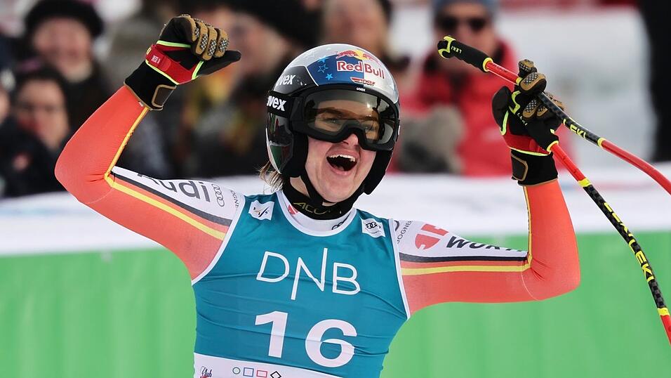 Emma Aicher strahlte nach ihrer Zieleinfahrt im norwegischen Kvitfjell.