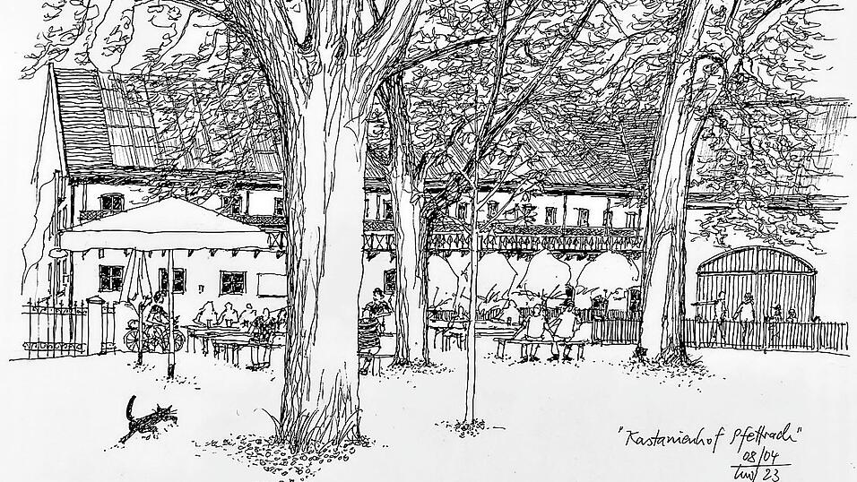 Mit schnellem Strich: So sieht Helmut Wartner den Kastanienhof.