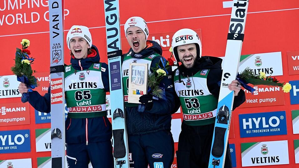Philipp Raimund jubelte &uuml;ber Platz eins in Lahti.