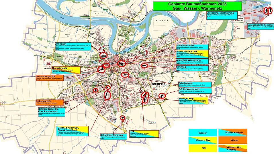 Überblick über die größeren Baumaßnahmen allein der Stadtwerke. Tiefbauamt und SER haben weitere Maßnahmen geplant. Überblick über die größeren Baumaßnahmen allein der Stadtwerke. Tiefbauamt und SER haben weitere Maßnahmen geplant.