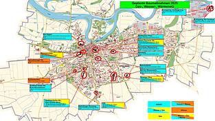 Überblick über die größeren Baumaßnahmen allein der Stadtwerke. Tiefbauamt und SER haben weitere Maßnahmen geplant.