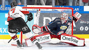 Stabiler R&uuml;ckhalt: EVL-Goalie Stepan Lukes zeigte bereits im Test gegen die K&ouml;lner Haie sein K&ouml;nnen auf der Linie und setzte im Vorbereitungsmatch in Ljubljana die n&auml;chste Duftmarke.