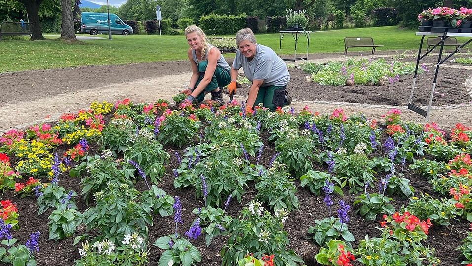 Die Blumenbeete im Kurpark werden neu bepflanzt.