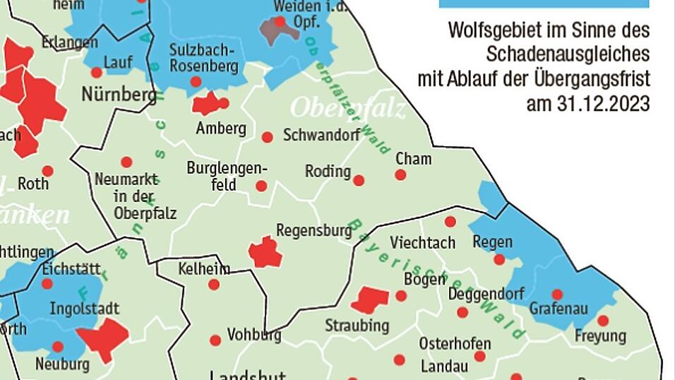 Gebiete mit standorttreuen Wölfen werden als 'Wolfsgebiete im Sinne des Schadensausgleichs' bezeichnet. Gebiete mit standorttreuen Wölfen werden als 'Wolfsgebiete im Sinne des Schadensausgleichs' bezeichnet.