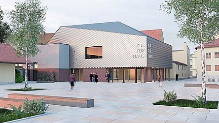 So k&ouml;nnte das Kulturhaus aussehen. Nach den aktuellen Planungen sollen die Bauarbeiten im Februar 2027 beginnen. Der Abschluss der Bauarbeiten ist f&uuml;r Ende 2028 vorgesehen.