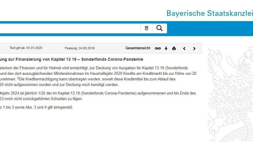 Um diesen Gesetzestext auf der Internetseite der Bayerischen Staatskanzlei geht es. Um diesen Gesetzestext auf der Internetseite der Bayerischen Staatskanzlei geht es.