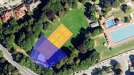 Die Beachvolleyball-Anlage sei nicht auf der orange markierten Fl&auml;che geplant, sondern nur auf der blau markierten Fl&auml;che, betonen die Vertreter des Volleyballvereins Nawaro.