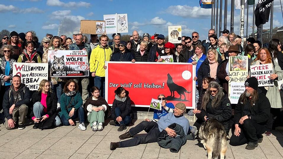 Nach Angaben der Veranstalter nahmen bis zu 150 Menschen an der Mahnwache f&uuml;r den Wolf teil.