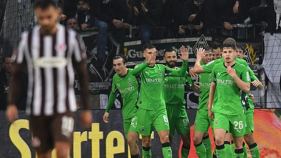 Durften endlich mal jubeln: Die Spieler von Borussia Mönchengladbach