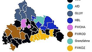 Diese Grafik zeigt die Gemeinden mit den h&ouml;chsten Stimmenanteilen.