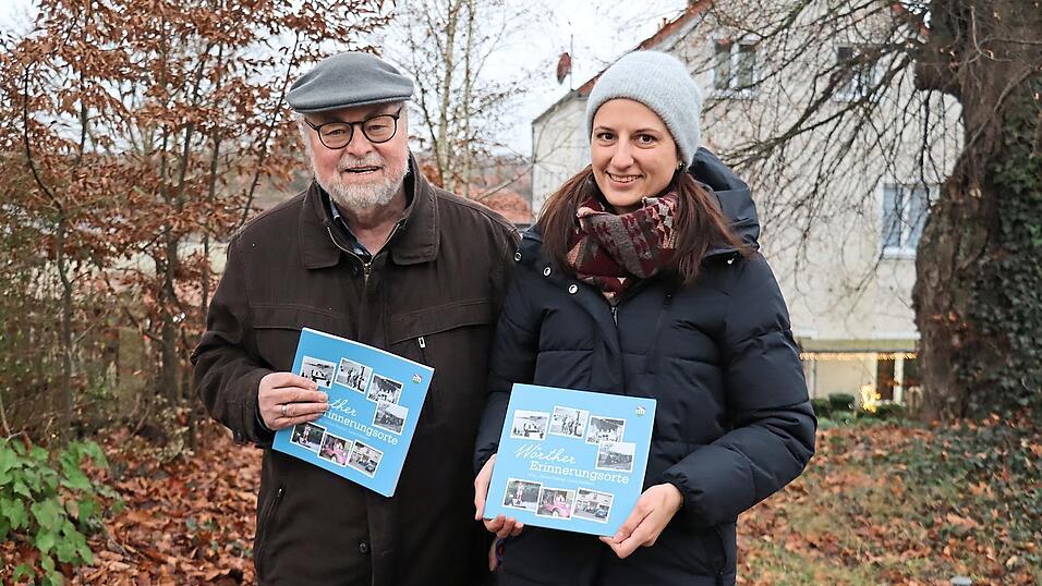 Johann Festner und Lena Schöberl vor einem der 44 beschriebenen Erinnerungsorte: Wo heute Blumen verkauft werden, hatte vor Jahrzehnten der Bauer-Binder seinen Sommerkeller, sagt Festner. Den ehemaligen Bierkeller gibt es noch heute. Johann Festner und Lena Schöberl vor einem der 44 beschriebenen Erinnerungsorte: Wo heute Blumen verkauft werden, hatte vor Jahrzehnten der Bauer-Binder seinen Sommerkeller, sagt Festner. Den ehemaligen Bierkeller gibt es noch heute.