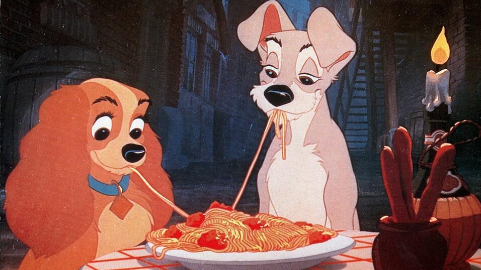 Im Disney Film 'Susi und Strolch' geht die Liebe durch den Magen. 