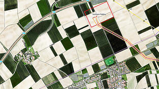 Tennet plant den Bau eines neuen Umspannwerks in Otzing. Die Bestandsleitung ist gelb eingezeichnet.