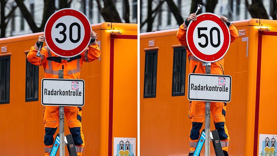 Die Mitarbeiter des Baureferats haben inzwischen eine gewisse Routine beim Schildwechsel an der Landshuter Allee. (Archivbild) Die Mitarbeiter des Baureferats haben inzwischen eine gewisse Routine beim Schildwechsel an der Landshuter Allee. (Archivbild)