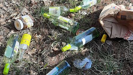 Unbekannte haben ihre leeren Flaschen einfach in den Straßengraben geworfen. Unbekannte haben ihre leeren Flaschen einfach in den Straßengraben geworfen.