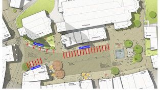 An diesen Stellen (rot) ist das Parken auf dem Plan erlaubt