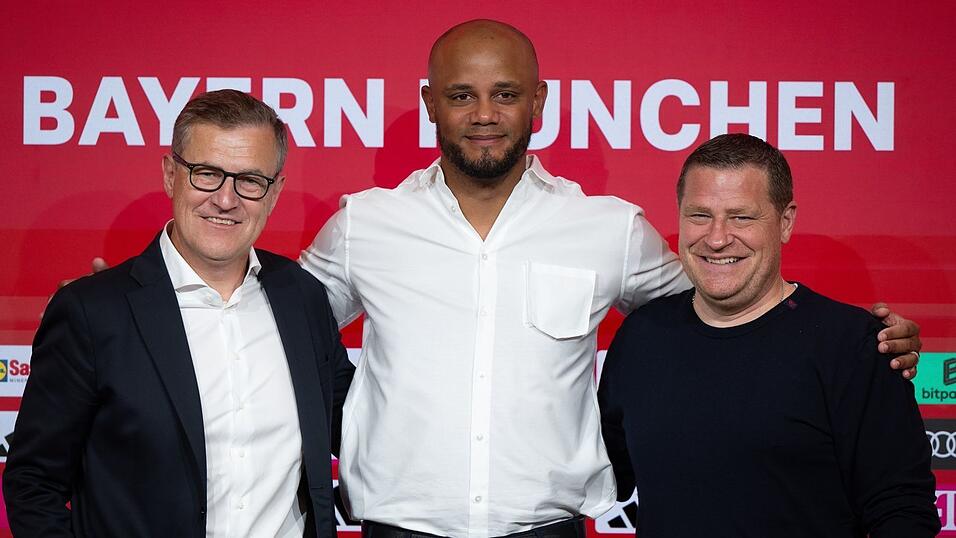 Ein Bayern-Trio für die Zukunft: Vorstandschef Jan-Christian Dreesen (v.l.), Trainer Vincent Kompany und Sportvorstand Max Eberl. (Archivbild) Ein Bayern-Trio für die Zukunft: Vorstandschef Jan-Christian Dreesen (v.l.), Trainer Vincent Kompany und Sportvorstand Max Eberl. (Archivbild)
