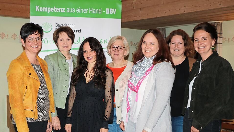 Die Vorstandschaft mit der Referentin Helene Bauer (3.v.l).