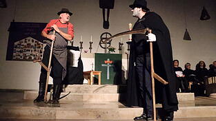 'Der Tod is da aufg'setzt - und d' Sast’is g’wetzt“ ertönte es beim Aufeinandertreffen vom Tod und den Bauern.