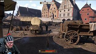 In 'Kingdom Come: Deliverance 2' bewegt man sich in der Ego-Perspektive - einer subjektiven Kameraperspektive, die der Spieler selbst steuert - durch ein virtuelles B&ouml;hmen im Jahr 1403 (hier die Stadt Kuttenberg). Wenn Birger streamt, sind um die 1.000 Zuschauer live dabei.