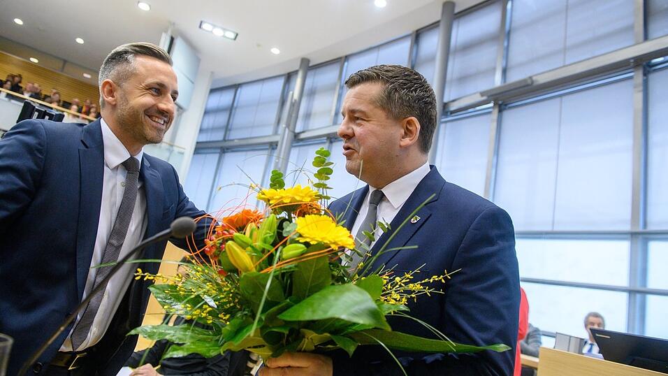 Sven Schulze (r.) ist Sachsen-Anhalts neuer Landeschef. Sein gr&ouml;&szlig;ter Konkurrent bei der Landtagswahl ist Ulrich Siegmund von der AfD.