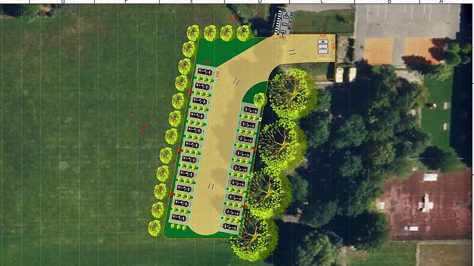 So sieht der Plan f&uuml;r den Further Wohnmobil-Stellplatz beim Verkehrsgarten an der Jettingerstra&szlig;e aus.