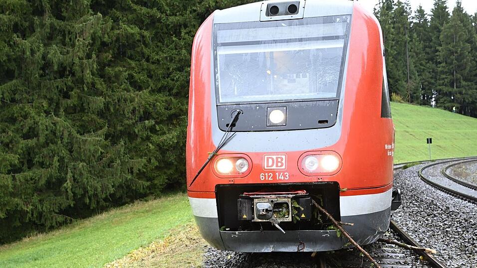 Der entgleiste Zug steht nahe einem Abhang. Der entgleiste Zug steht nahe einem Abhang.