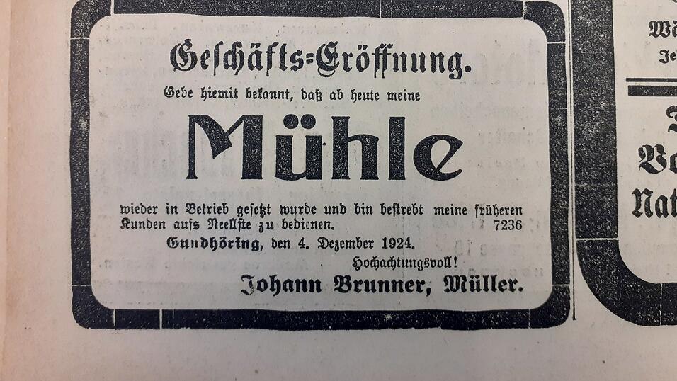 In Gundhöring wird die Mühle wieder in Betrieb genommen. In Gundhöring wird die Mühle wieder in Betrieb genommen.