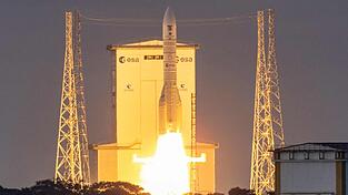 Die Ariane 6 beim ersten Start dieses Jahres vom Weltraumbahnhof Kourou im Januar. (Archiv) Die Ariane 6 beim ersten Start dieses Jahres vom Weltraumbahnhof Kourou im Januar. (Archiv)