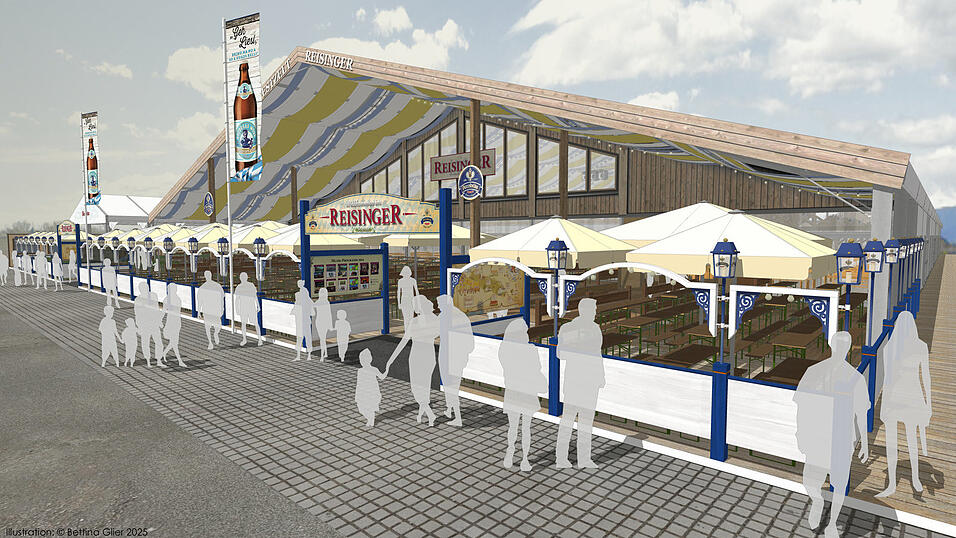 So wird das neue Festzelt Reisinger beim Gäubodenvolksfest 2025 aussehen. So wird das neue Festzelt Reisinger beim Gäubodenvolksfest 2025 aussehen.