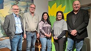 &bdquo;Pflege braucht Pflege&ldquo;, unter dieses Motto stellten die Gr&uuml;nen ihren Abend, den Prof. Dr. J&uuml;rgen Grassinger, Kay Hoppe, Feride Niedermeier, Ulrike Obermaier (von links) mit ihrem Fachwissen bereicherten. Erhard Grundl (rechts), Oberb&uuml;rgermeisterkandidat der Gr&uuml;nen, moderierte.