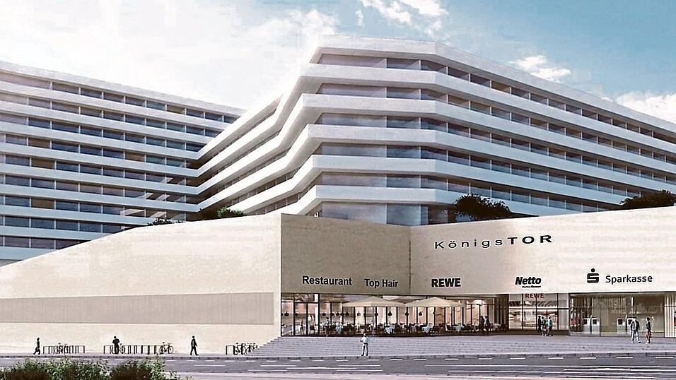 Markante Architektur: Das 'K&ouml;nigstor' an der Ecke Dr.-Gessler-Sta&szlig;e/ Friedirch-Ebert-Stra&szlig;e.