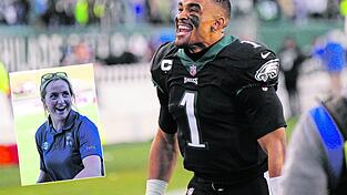Trainerin Jessi Westering von den Straubing Spiders (kleines Bild) freut sich besonders auf Quarterback Jalen Hurts von den Philadelphia Eagles, den sie persönlich kennengelernt hat.