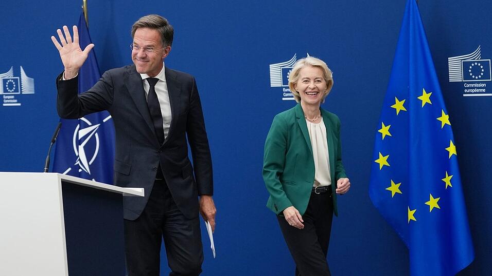 EU-Kommissionspräsidentin Ursula von der Leyen und Nato-Generalsekretär Mark Rutte äußern sich in Brüssel zum Vorfall mit einer Sprengstoffdrohne auf dem Flughafen Leipzig/Halle. EU-Kommissionspräsidentin Ursula von der Leyen und Nato-Generalsekretär Mark Rutte äußern sich in Brüssel zum Vorfall mit einer Sprengstoffdrohne auf dem Flughafen Leipzig/Halle.